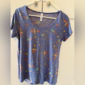 LuLaRoe Classic T with Rocket, Space and Star Design. Size Small